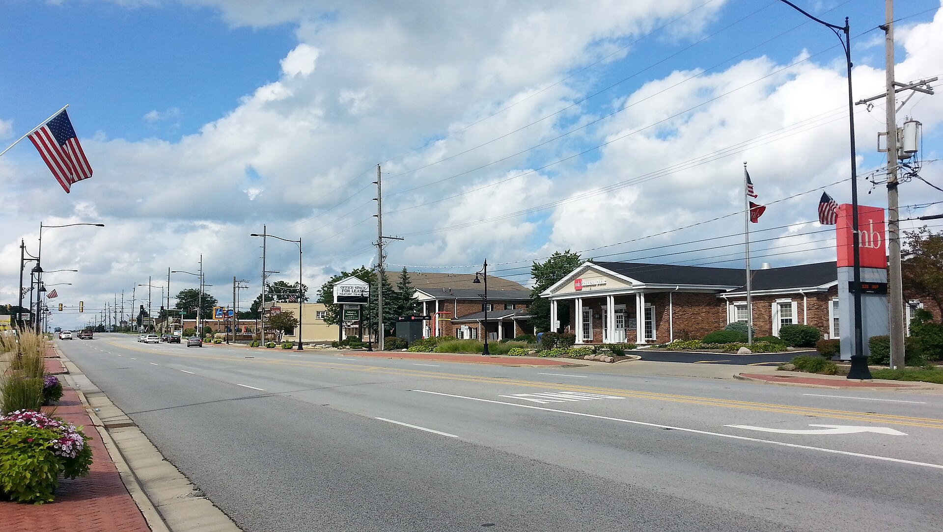 Cicero Avenue business district in neighboring Oak Forest, Illinois